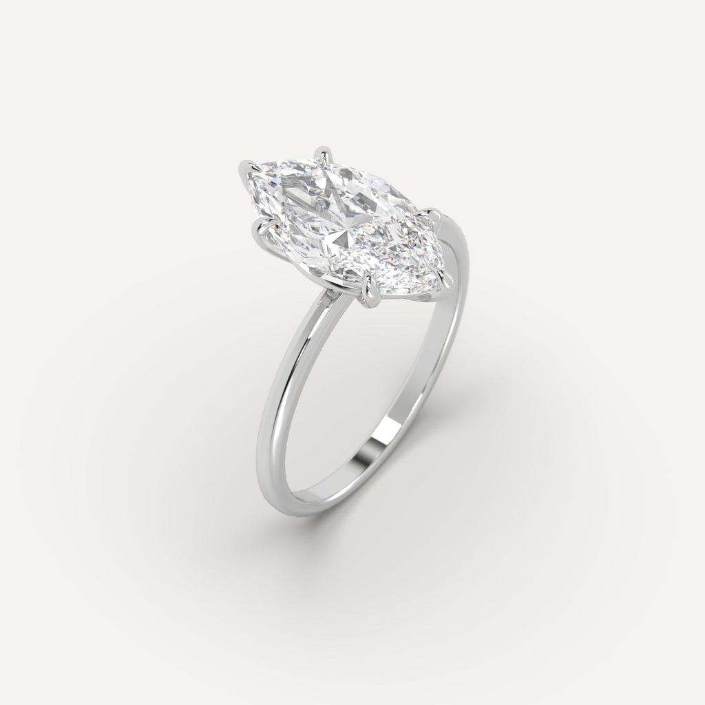 3 Carat Engagement Ring Marquise Cut Diamond In 14K White Gold