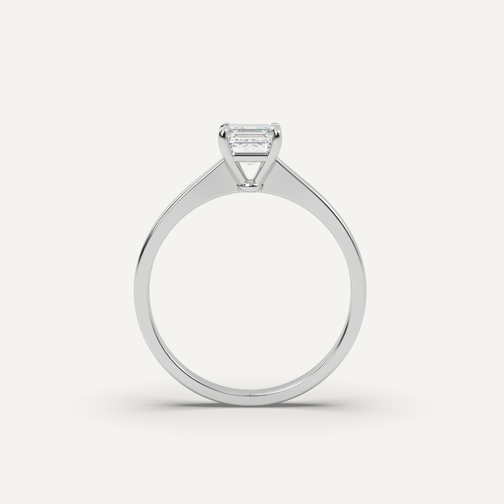 1 Carat Asscher Cut Engagement Ring In 14K White Gold
