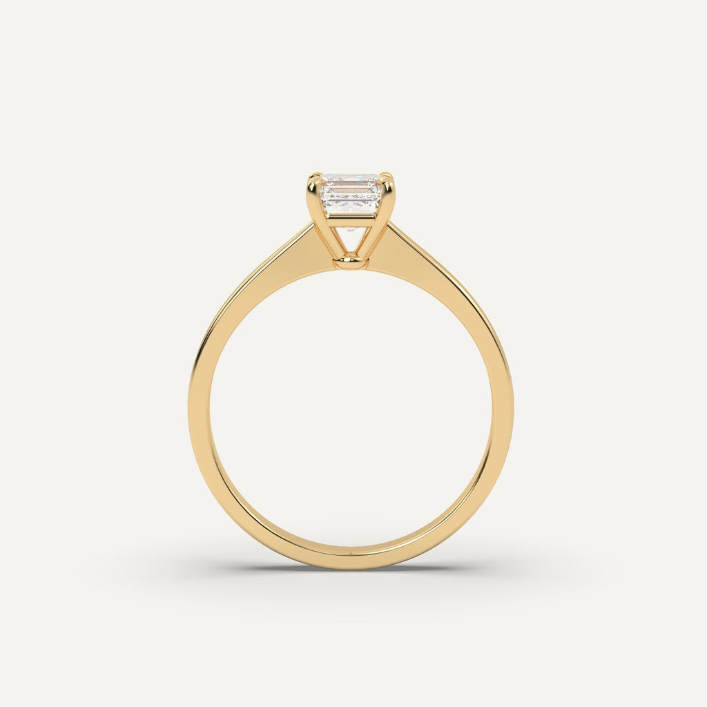 1 Carat Asscher Cut Engagement Ring In 14K Yellow Gold