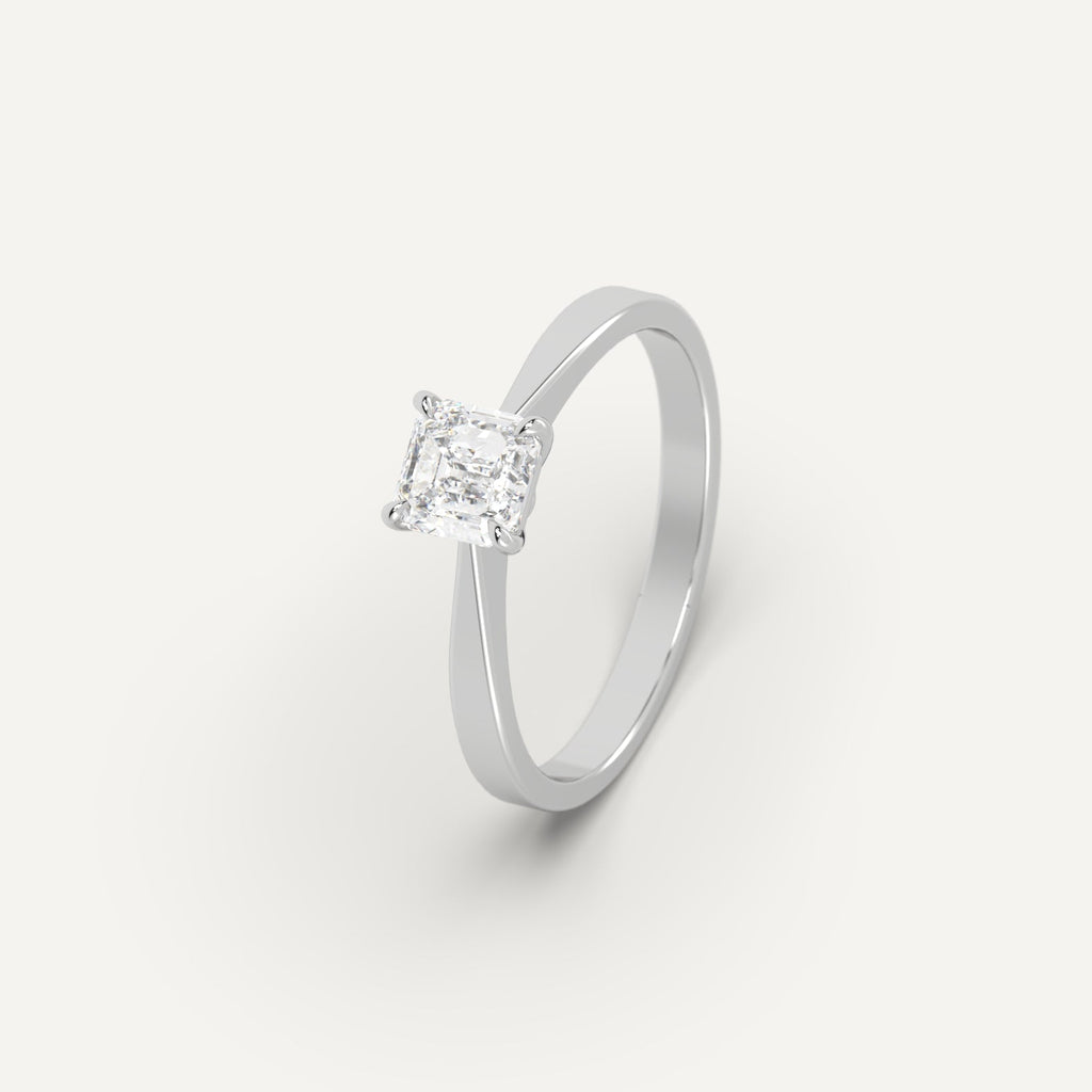 Platinum 1 Carat Engagement Ring Asscher Cut Diamond