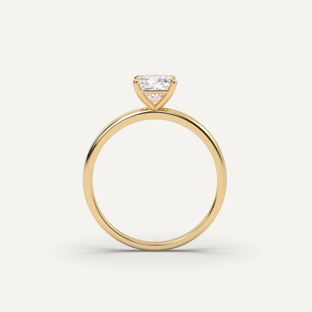 1 Carat Cushion Cut Engagement Ring In 14K Yellow Gold