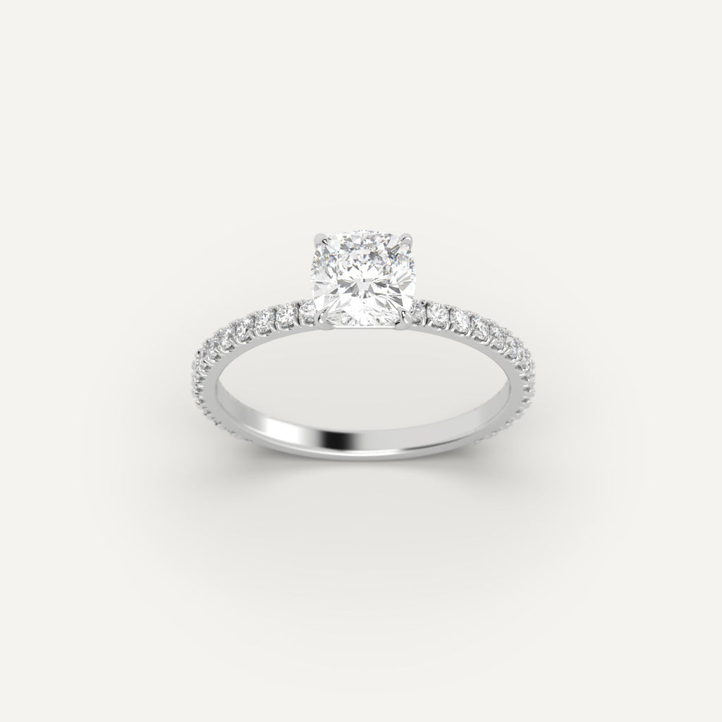 White Gold 1 Carat Engagement Ring On Woman's Hand