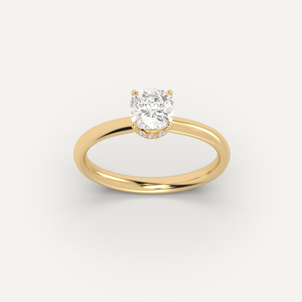 Yellow Gold 1 Carat Engagement Ring On Woman's Hand