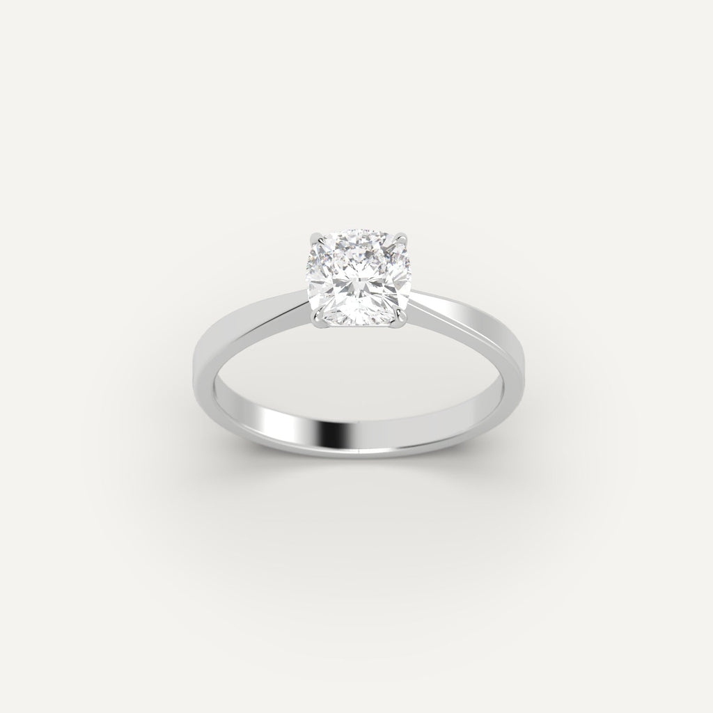 White Gold 1 Carat Engagement Ring On Woman's Hand