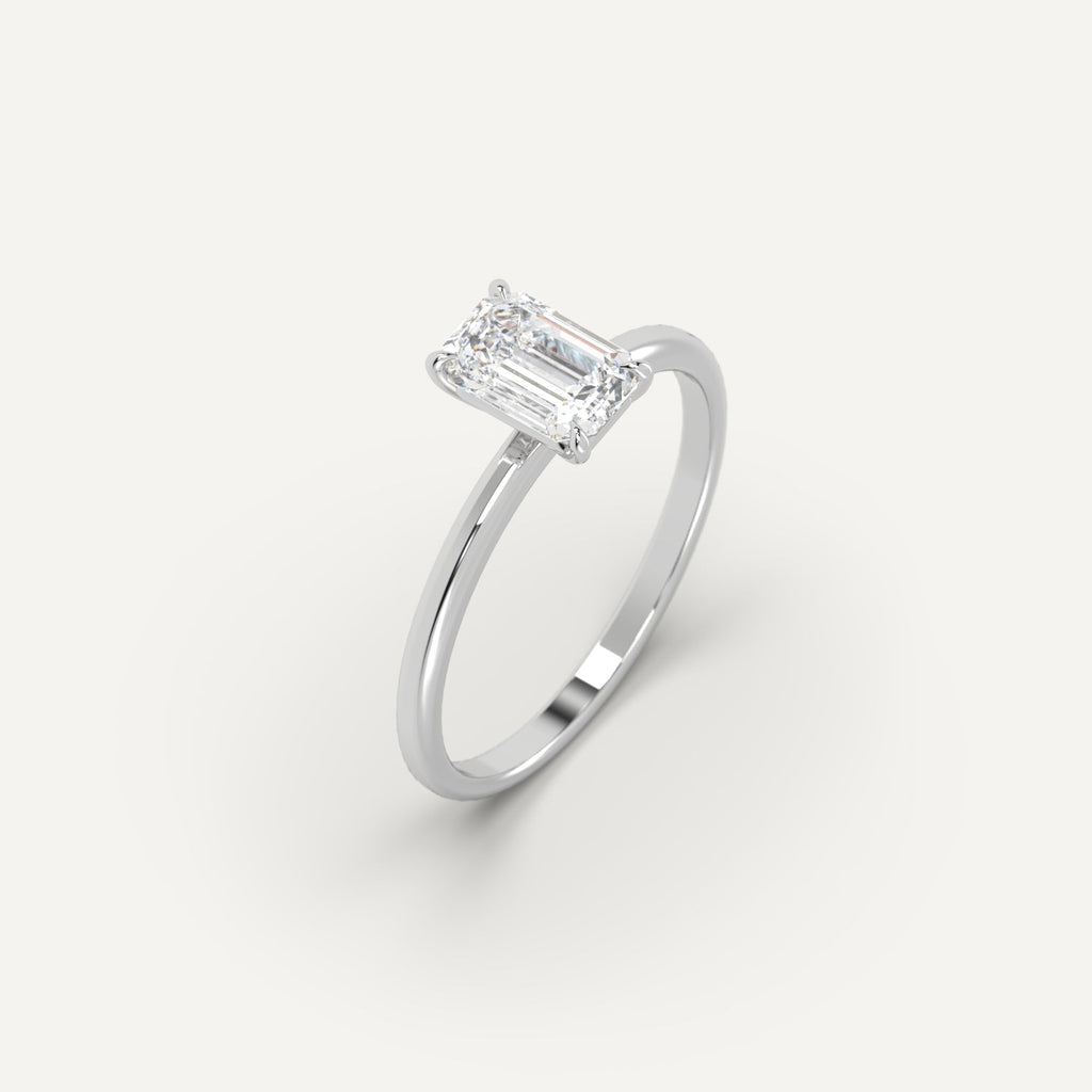 1 Carat Engagement Ring Emerald Cut Diamond In 950 Platinum