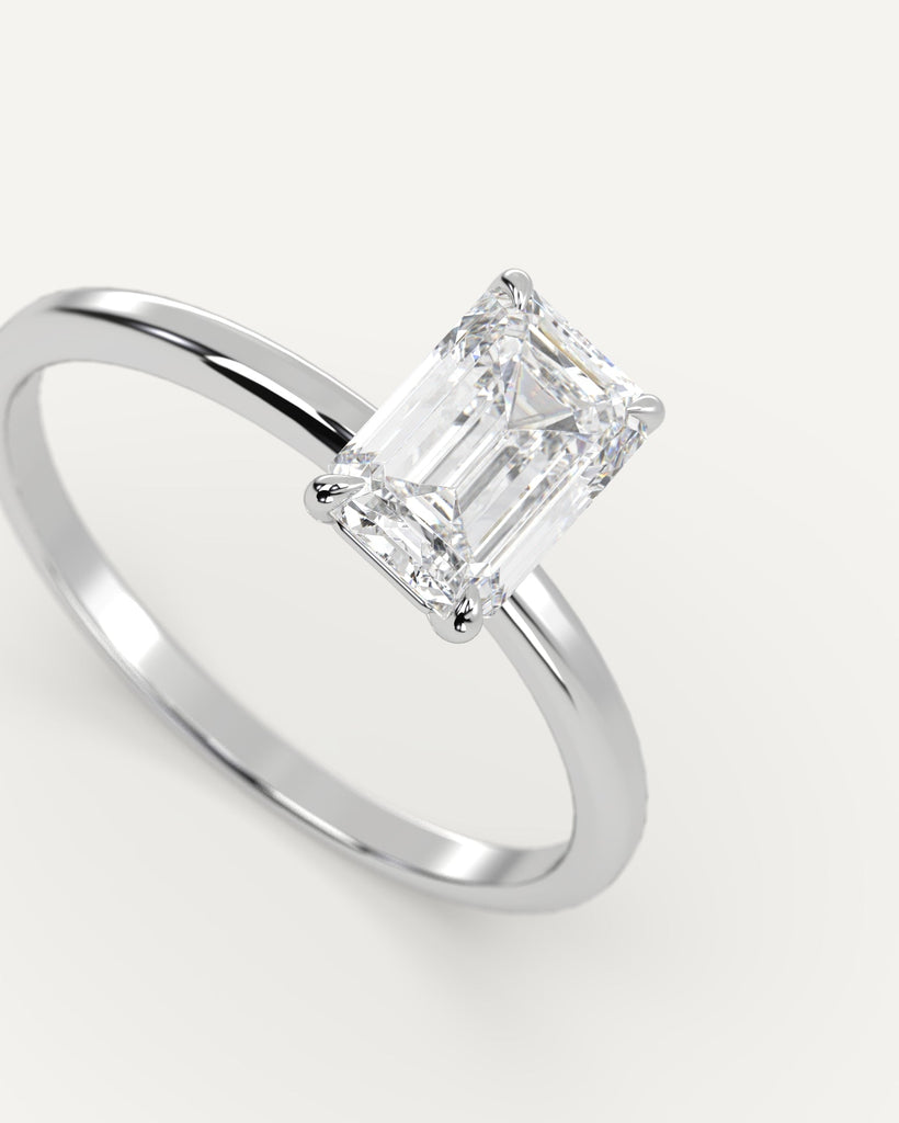 Whisper Thin Emerald Cut Engagement Ring 1 Carat Diamond
