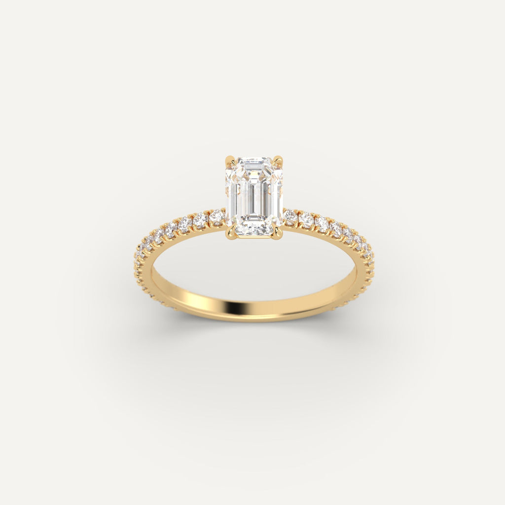 Yellow Gold 1 Carat Engagement Ring On Woman's Hand