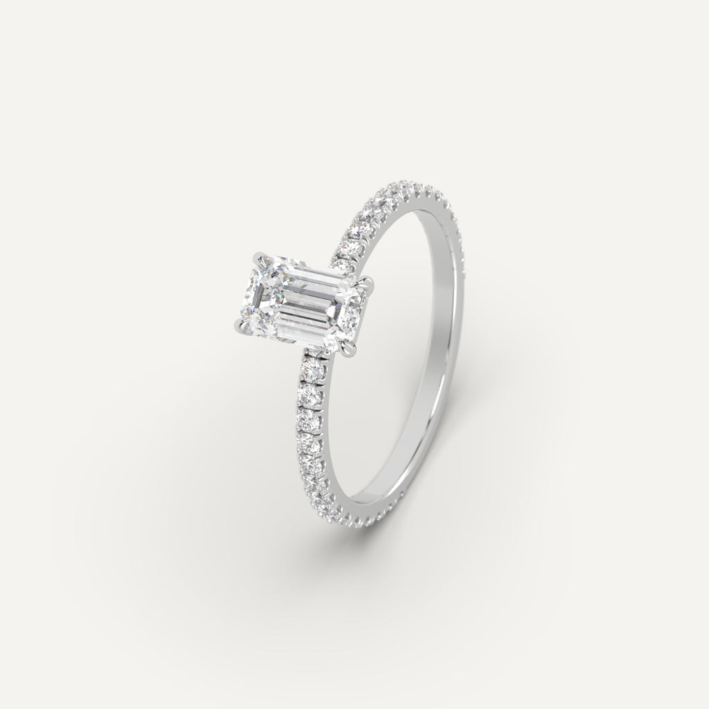 Platinum 1 Carat Engagement Ring Emerald Cut Diamond