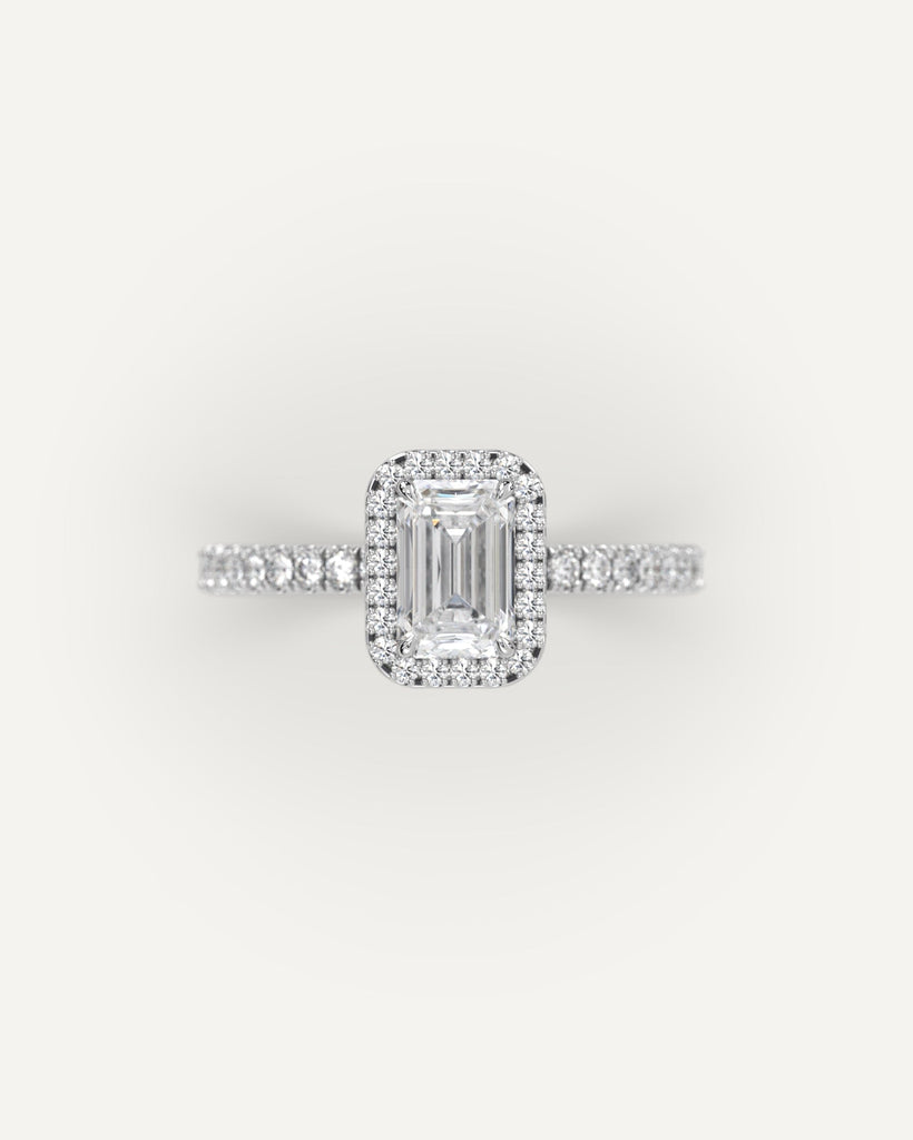 Halo Emerald Cut Engagement Ring 1 Carat Diamond