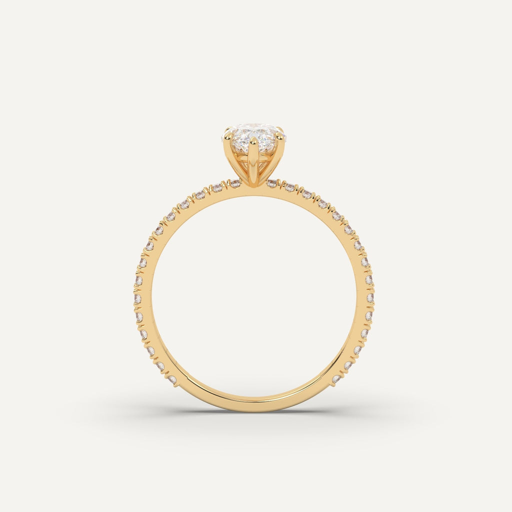 1 Carat Marquise Cut Engagement Ring In 14K Yellow Gold
