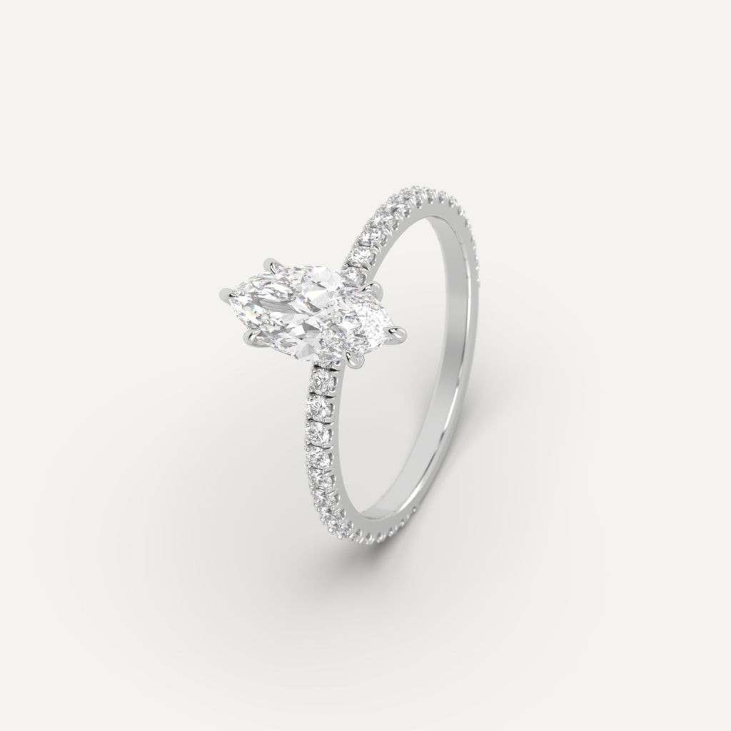 Platinum 1 Carat Engagement Ring Marquise Cut Diamond