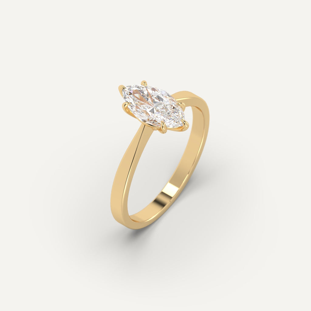 1 Carat Engagement Ring Marquise Cut Diamond In 14K Yellow Gold