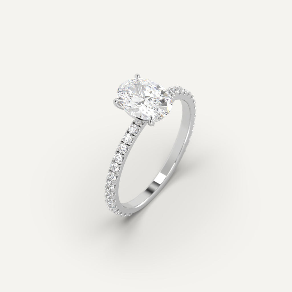 1 Carat Engagement Ring Oval Cut Diamond In 14K White Gold