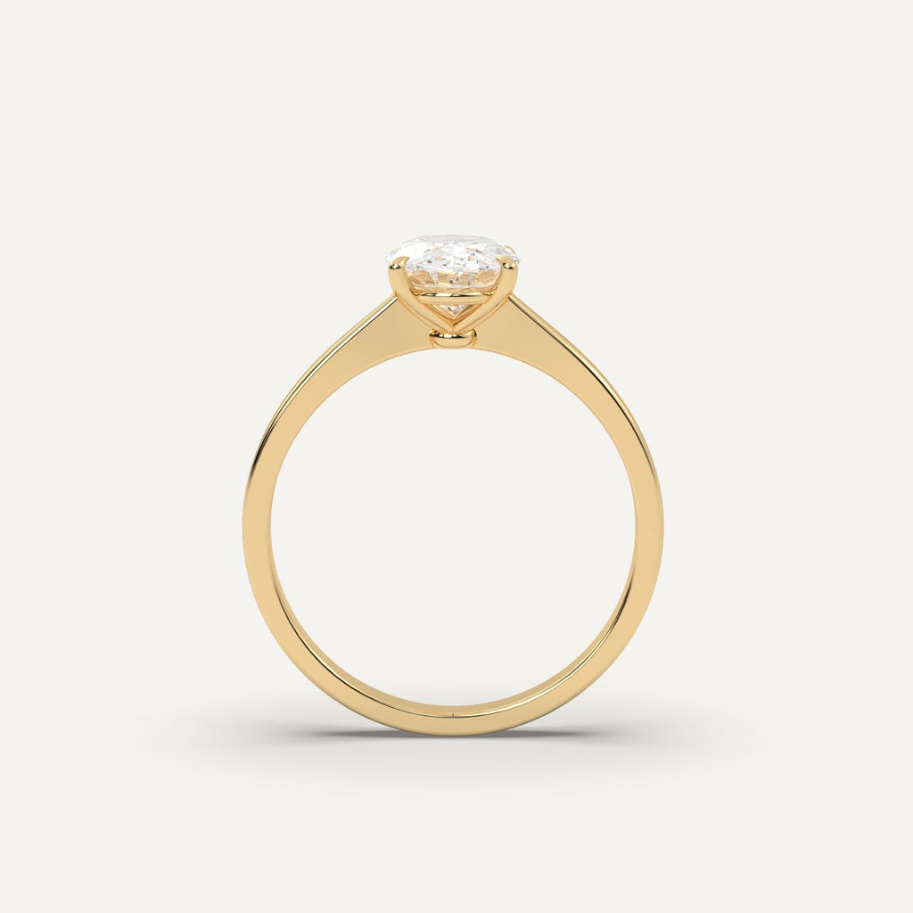 1 Carat Oval Cut Engagement Ring In 14K Yellow Gold