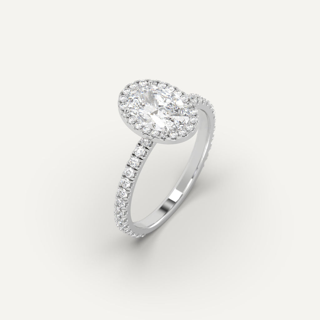 1 Carat Engagement Ring Oval Cut Diamond In 14K White Gold