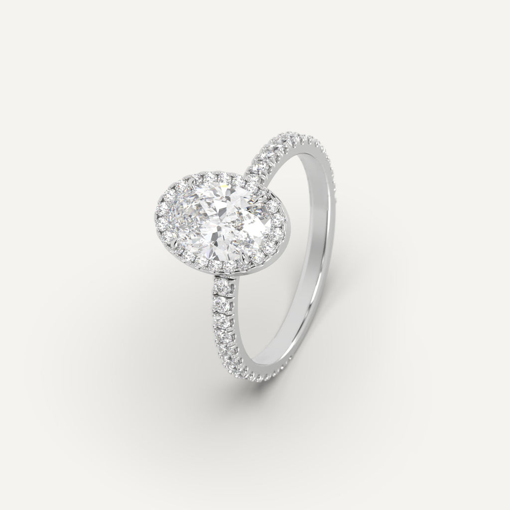 White Gold 1 Carat Engagement Ring Oval Cut Diamond