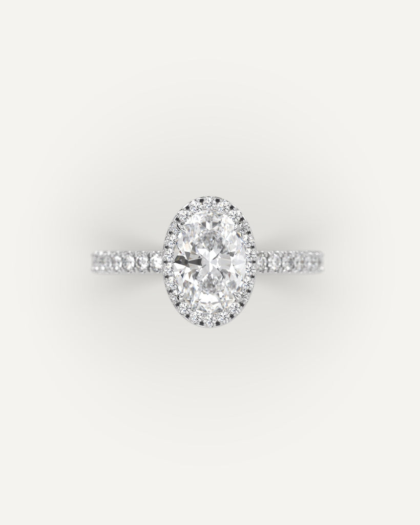 Halo Oval Cut Engagement Ring 1 Carat Diamond