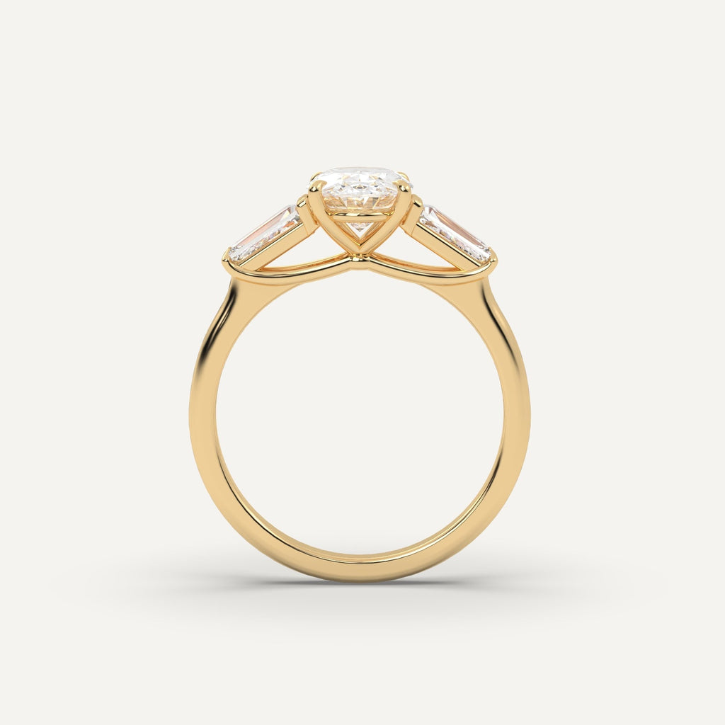 1 Carat Oval Cut Engagement Ring In 14K Yellow Gold