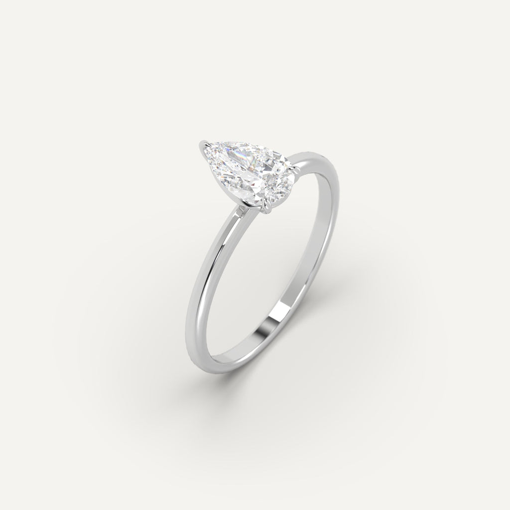 1 Carat Engagement Ring Pear Cut Diamond In 950 Platinum