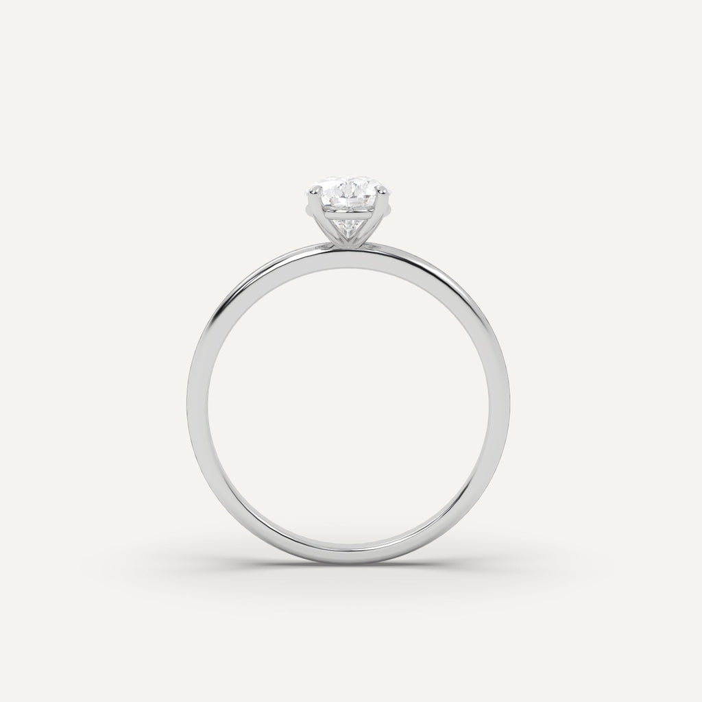 1 Carat Pear Cut Engagement Ring In 14K White Gold