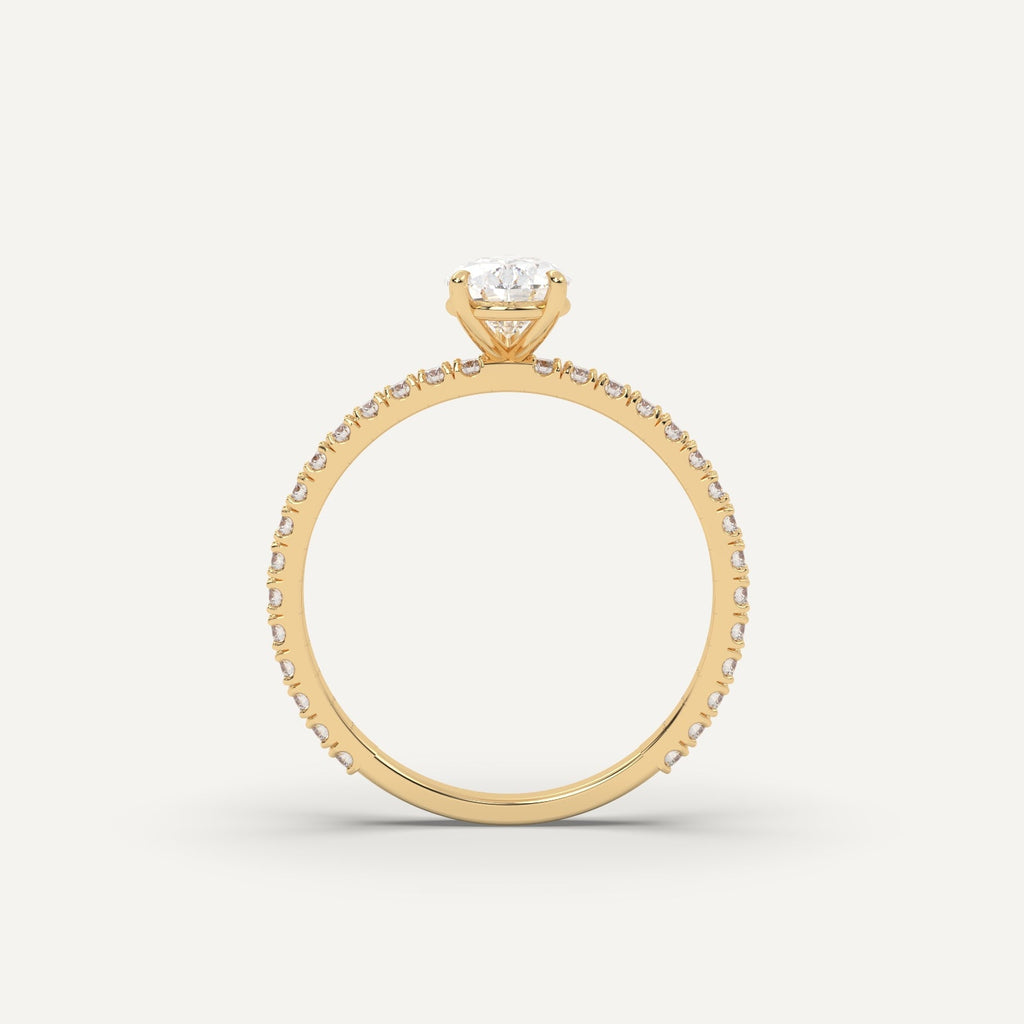 1 Carat Pear Cut Engagement Ring In 14K Yellow Gold