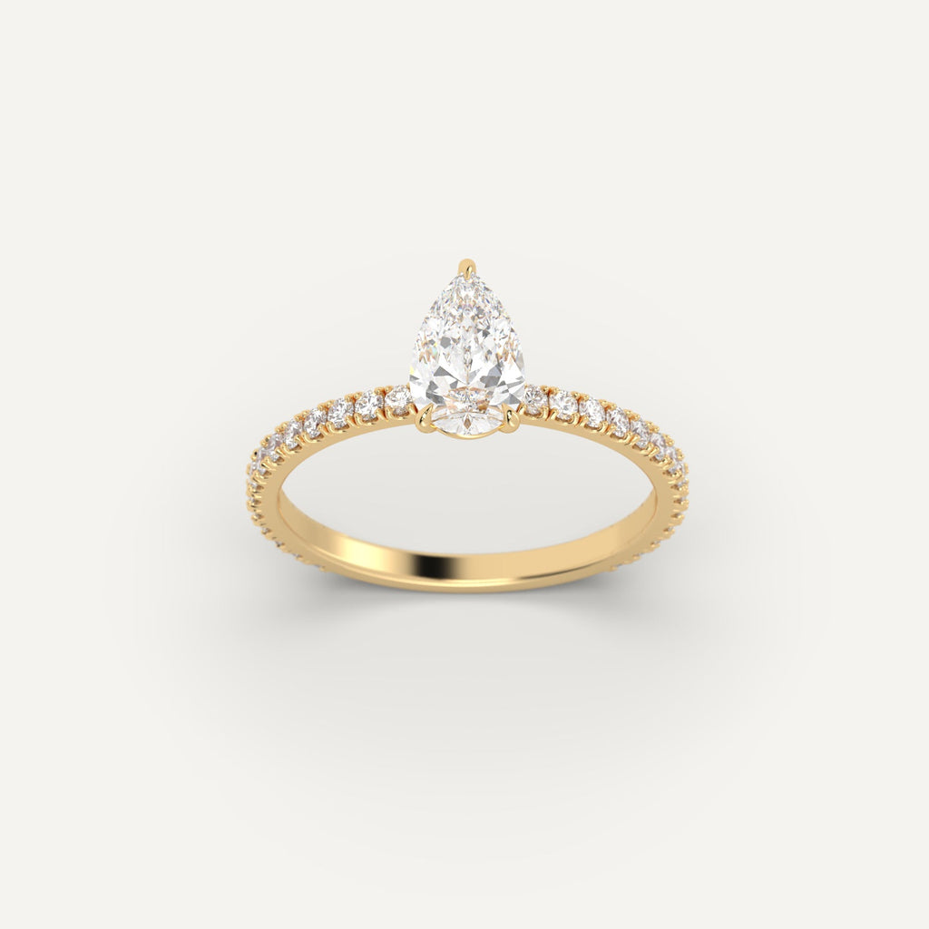 Yellow Gold 1 Carat Engagement Ring On Woman's Hand