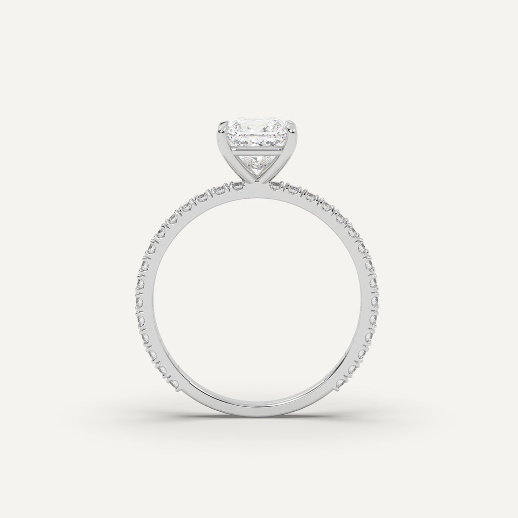 1 Carat Princess Cut Engagement Ring In 14K White Gold