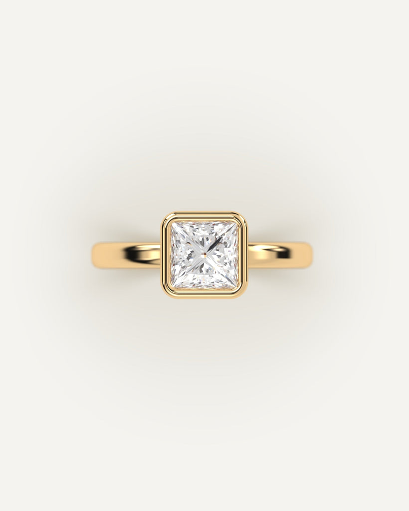 Bezel Princess Cut Engagement Ring 1 Carat Diamond