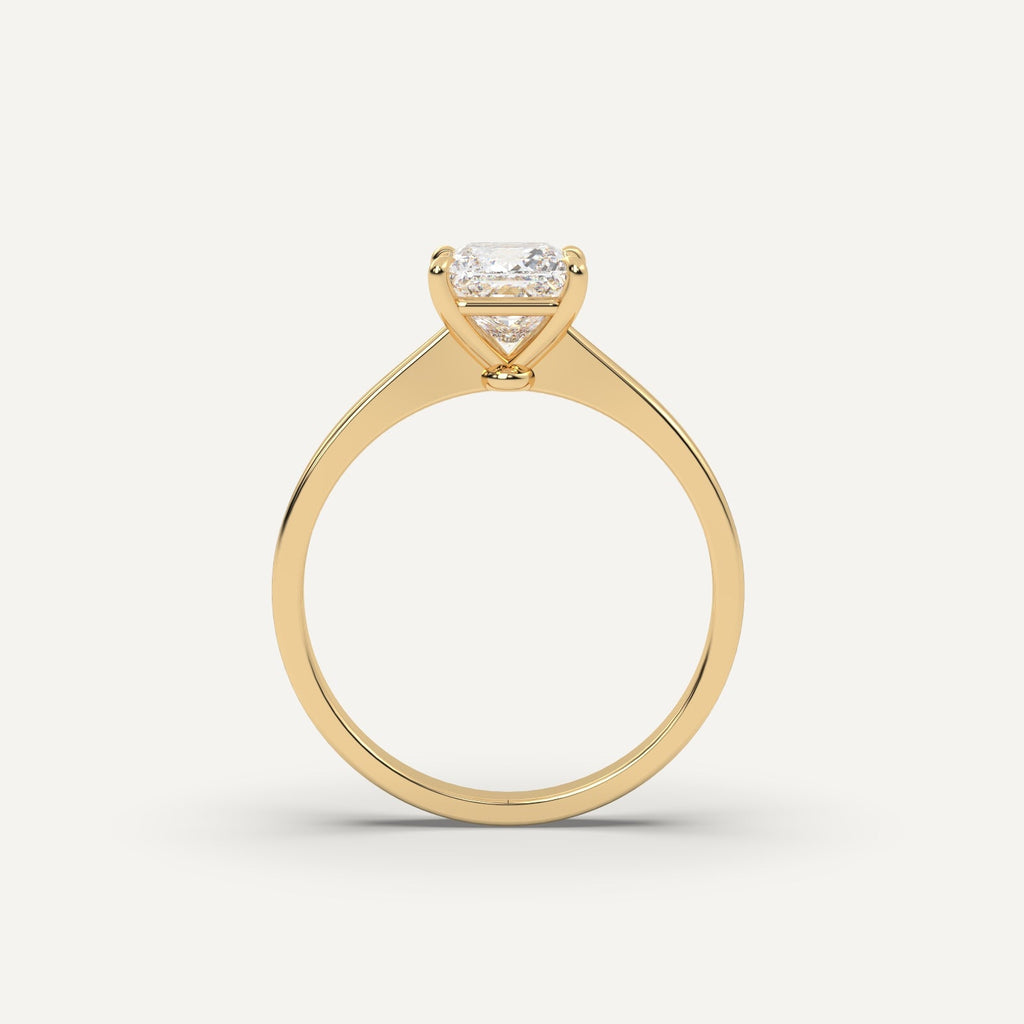 1 Carat Princess Cut Engagement Ring In 14K Yellow Gold
