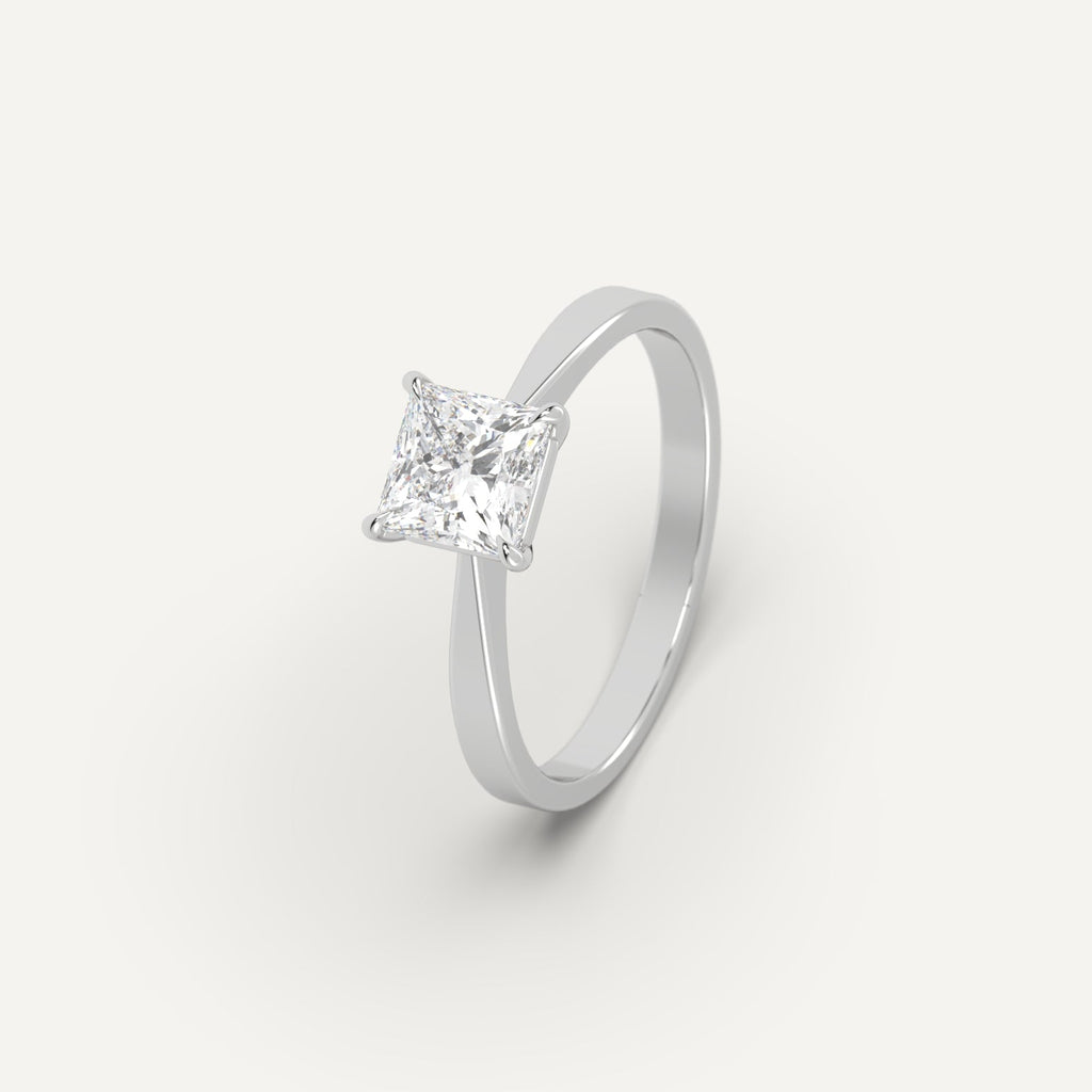 Platinum 1 Carat Engagement Ring Princess Cut Diamond