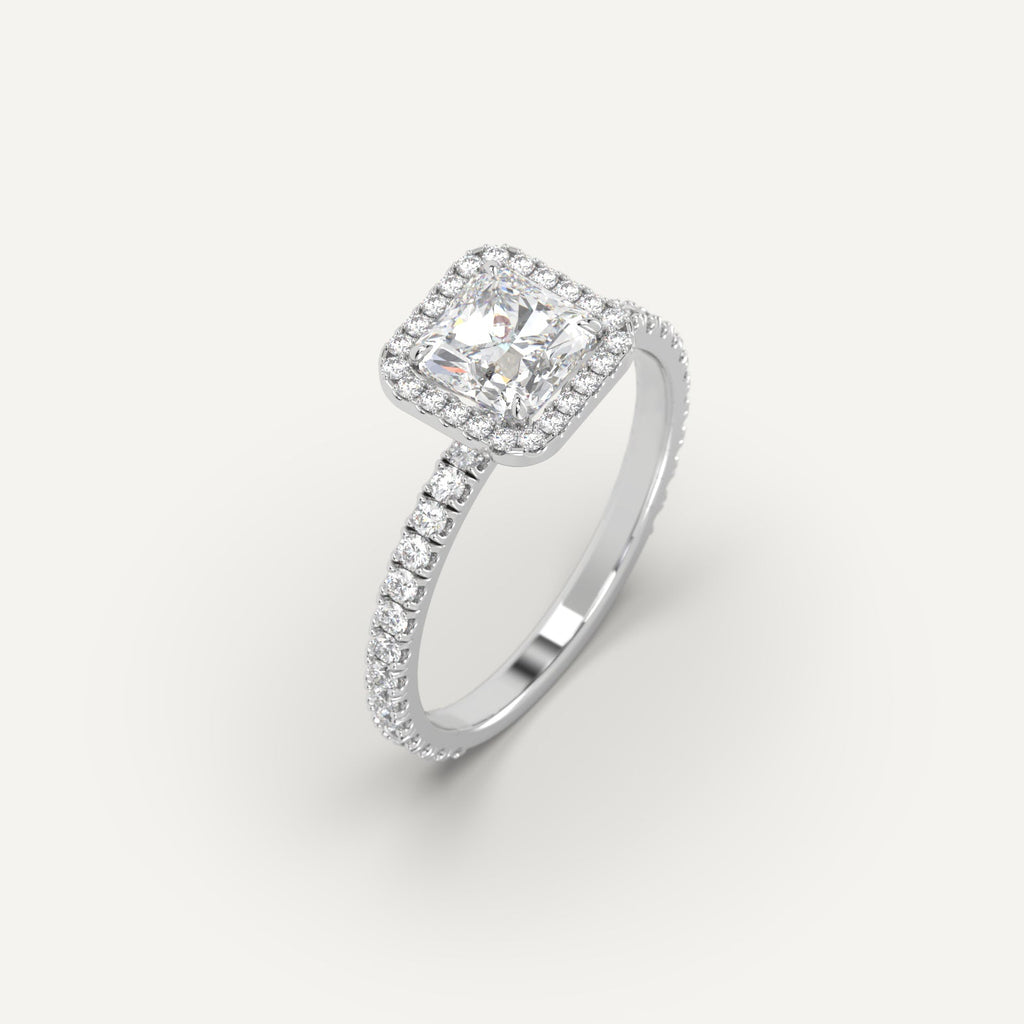 1 Carat Engagement Ring Radiant Cut Diamond In 14K White Gold
