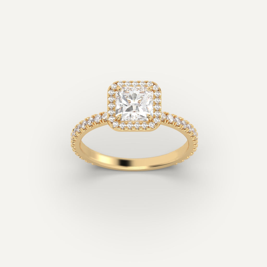 Yellow Gold 1 Carat Engagement Ring On Woman's Hand