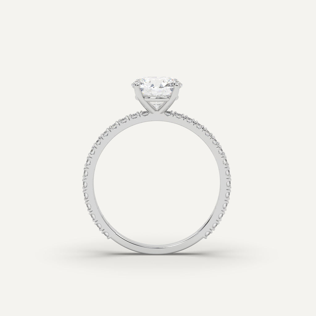 1 Carat Round Cut Engagement Ring In 14K White Gold