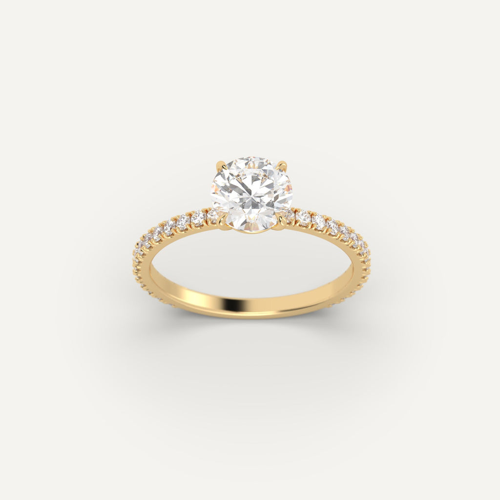 Yellow Gold 1 Carat Engagement Ring On Woman's Hand