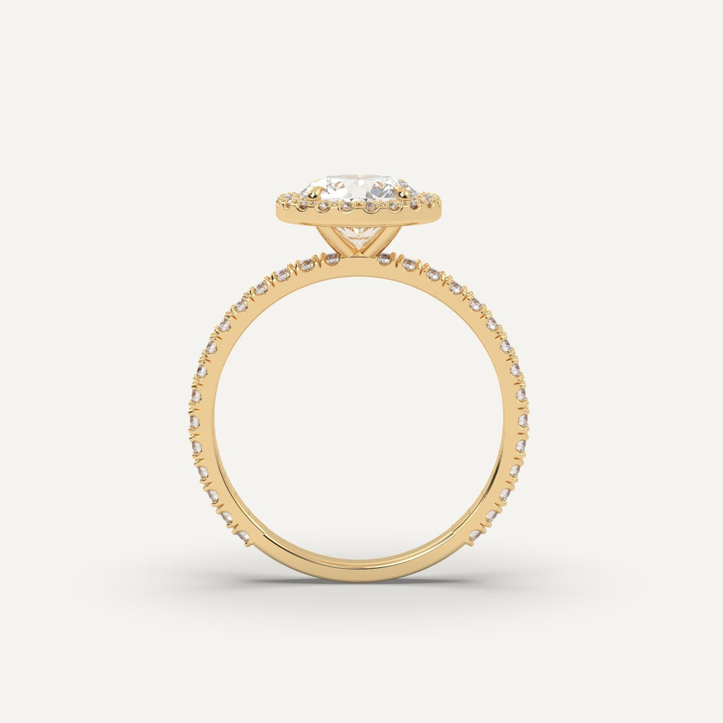 1 Carat Round Cut Engagement Ring In 14K Yellow Gold