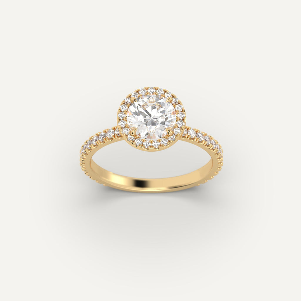 Yellow Gold 1 Carat Engagement Ring On Woman's Hand