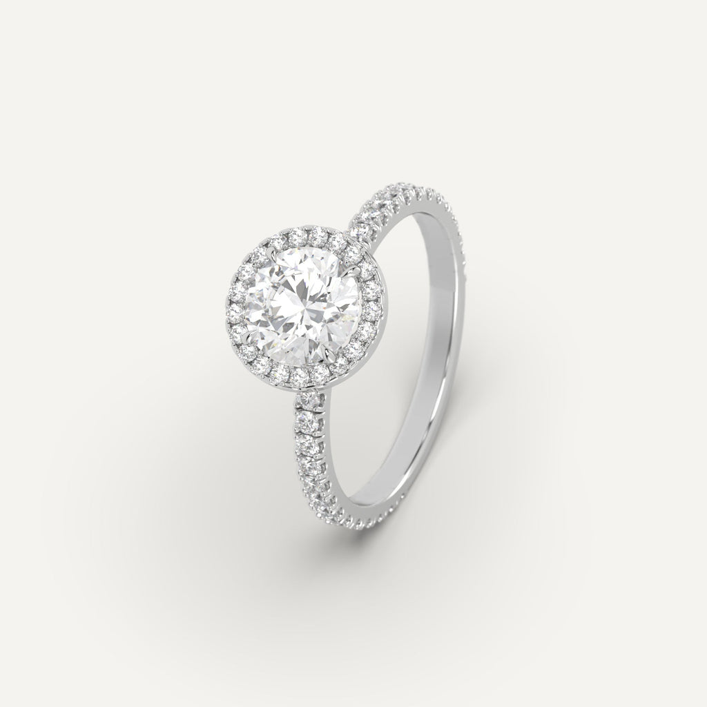 Platinum 1 Carat Engagement Ring Round Cut Diamond