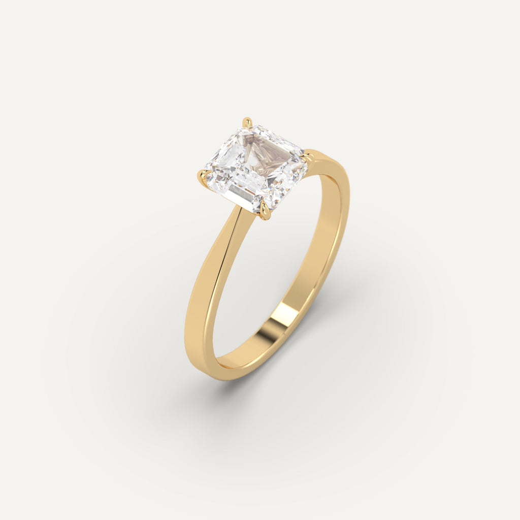 2 Carat Engagement Ring Asscher Cut Diamond In 14K Yellow Gold
