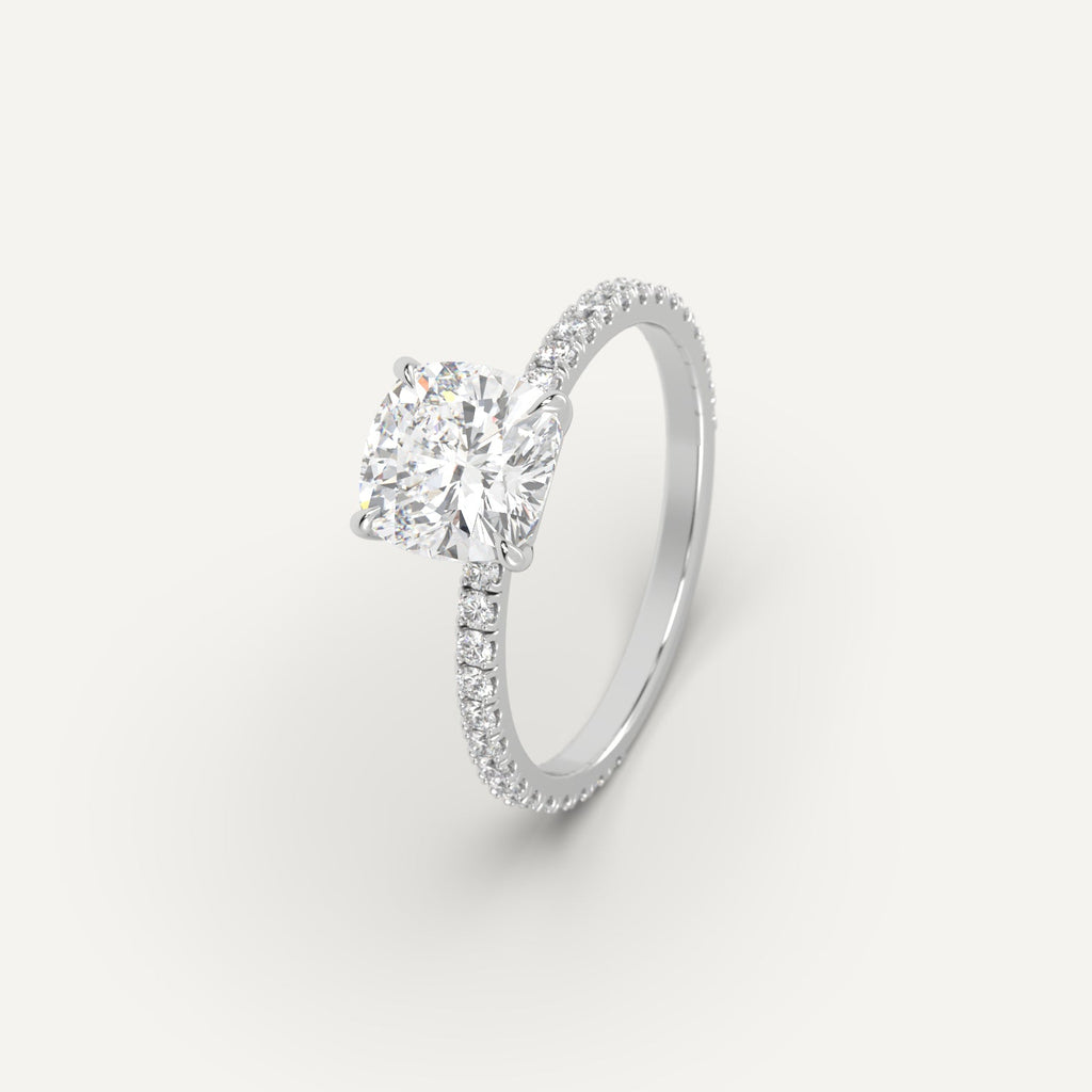 Platinum 2 Carat Engagement Ring Cushion Cut Diamond