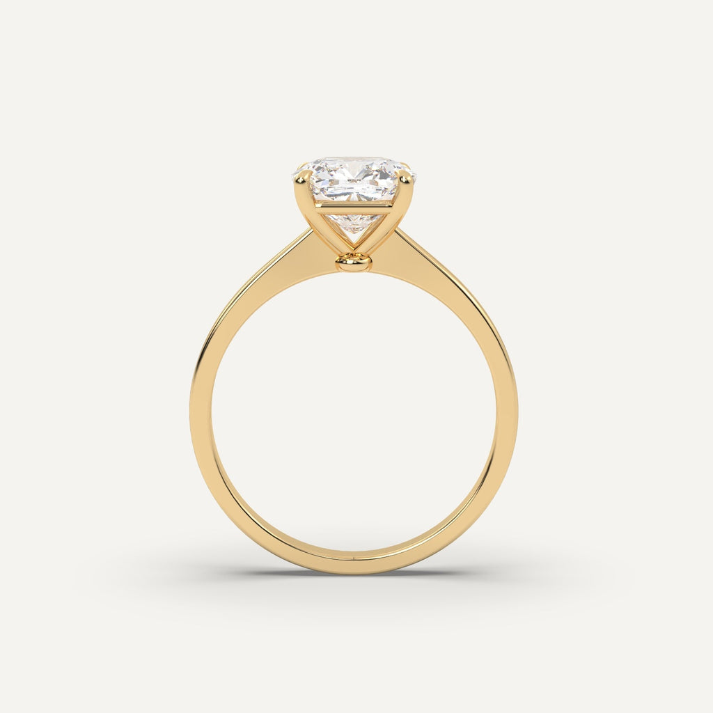 2 Carat Cushion Cut Engagement Ring In 14K Yellow Gold