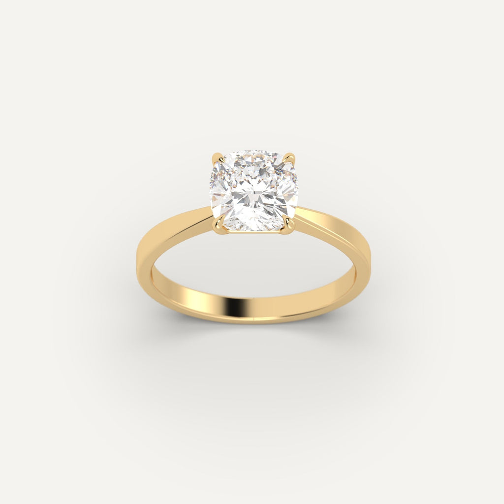 Yellow Gold 2 Carat Engagement Ring On Woman's Hand