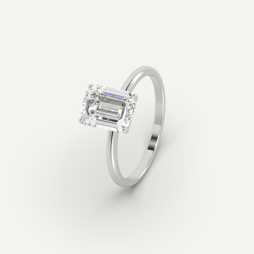 Platinum 2 Carat Engagement Ring Emerald Cut Diamond