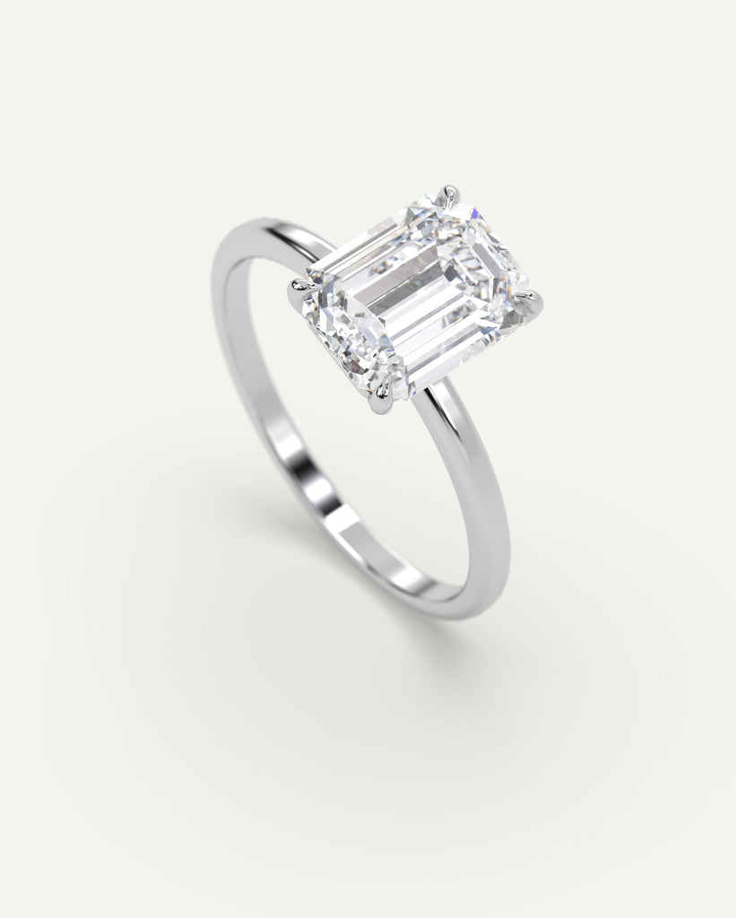 Whisper Thin Emerald Cut Engagement Ring 2 Carat Diamond