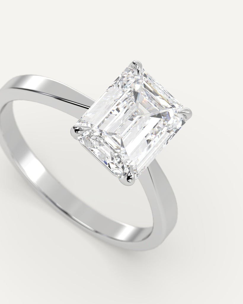 Cathedral Emerald Cut Engagement Ring 2 Carat Diamond