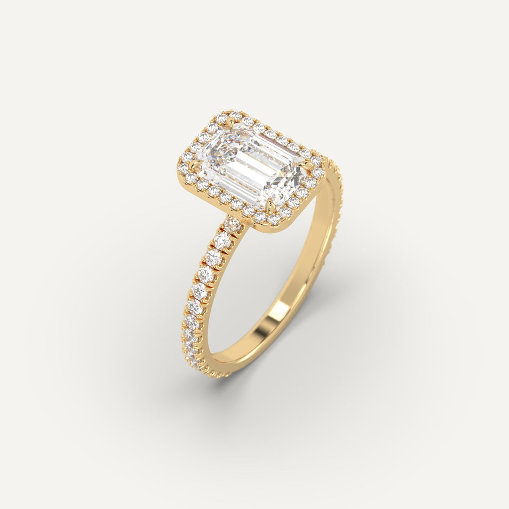 2 Carat Engagement Ring Emerald Cut Diamond In 14K Yellow Gold