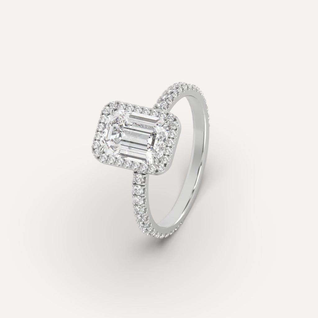White Gold 2 Carat Engagement Ring Emerald Cut Diamond