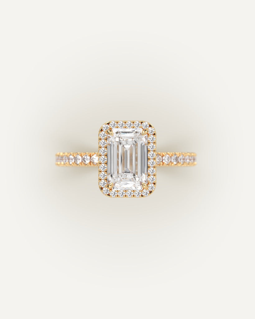 Halo Emerald Cut Engagement Ring 2 Carat Diamond