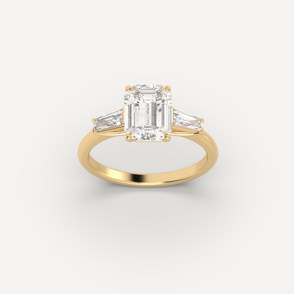 Yellow Gold 2 Carat Engagement Ring On Woman's Hand