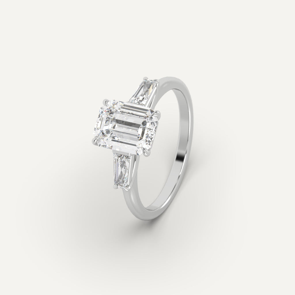 White Gold 2 Carat Engagement Ring Emerald Cut Diamond