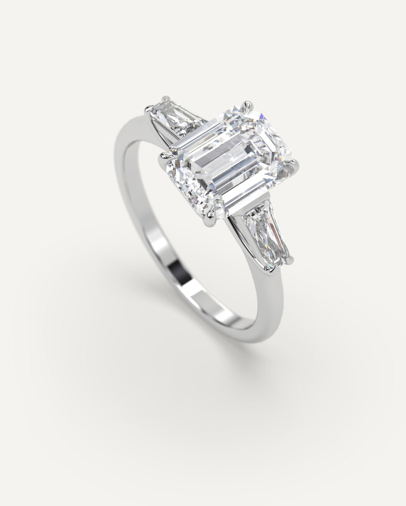 3-Stone Emerald Cut Engagement Ring 2 Carat Diamond